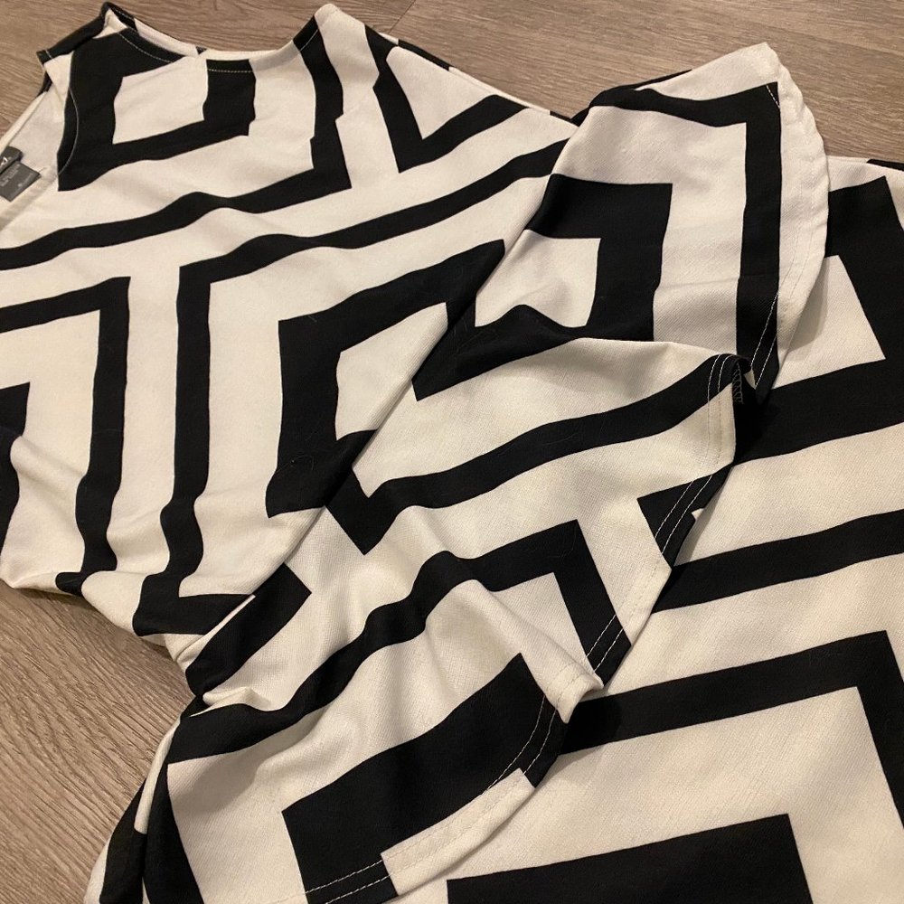 White & Navy Striped Dress